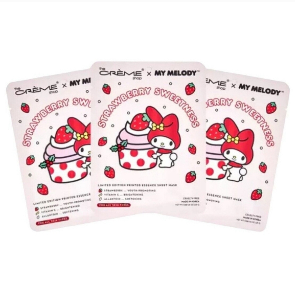 The Crème Shop x My Melody Strawberry Sweetness Mask-3PK